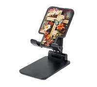 LZQPOEAS Folding Cell Phone Stand for Desk - Height Adjustable Cell Phone Holder Portable Cellphone Cradle for Office Flower Branches on The Cross Phone Stand Desktop Tablet Stand/ipad Stand, Black