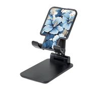 LZQPOEAS Folding Cell Phone Stand for Desk - Height Adjustable Cell Phone Holder Portable Cellphone Cradle for Office Blue Hibiscus Flower Phone Stand Desktop Tablet Stand/ipad Stand, Black