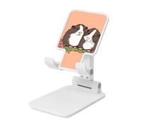 LZQPOEAS Folding Cell Phone Stand for Desk - Height Adjustable Cell Phone Holder Portable Cellphone Cradle for Office Two Guinea Pigs Hanging Out Phone Stand Desktop Tablet Stand/ipad Stand, White
