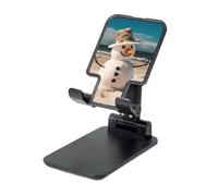 LZQPOEAS Folding Cell Phone Stand for Desk - Height Adjustable Cell Phone Holder Portable Cellphone Cradle for Office Snowman with Seashells Phone Stand Desktop Tablet Stand/ipad Stand, Black