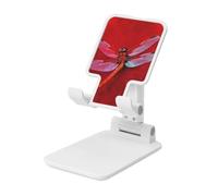 LZQPOEAS Folding Cell Phone Stand for Desk - Height Adjustable Cell Phone Holder Portable Cellphone Cradle for Office Dragonfly on Red Background Phone Stand Desktop Tablet Stand/ipad Stand, White
