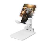 LZQPOEAS Folding Cell Phone Stand for Desk - Height Adjustable Cell Phone Holder Portable Cellphone Cradle for Office Bear Crossing The River Phone Stand Desktop Tablet Stand/ipad Stand, White