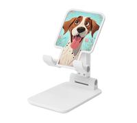 LZQPOEAS Folding Cell Phone Stand for Desk - Height Adjustable Cell Phone Holder Portable Cellphone Cradle for Office Funny Dog Phone Stand Desktop Tablet Stand/ipad Stand, White