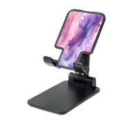LZQPOEAS Folding Cell Phone Stand for Desk - Height Adjustable Cell Phone Holder Portable Cellphone Cradle for Office Abstract Watercolor Purple Phone Stand Desktop Tablet Stand/ipad Stand, Black
