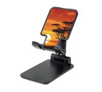 LZQPOEAS Folding Cell Phone Stand for Desk - Height Adjustable Cell Phone Holder Portable Cellphone Cradle for Office Funny African Sunset Phone Stand Desktop Tablet Stand/ipad Stand, Black