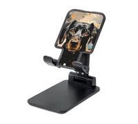 LZQPOEAS Folding Cell Phone Stand for Desk - Height Adjustable Cell Phone Holder Portable Cellphone Cradle for Office Colorful Polka Dots and Dog Phone Stand Desktop Tablet Stand/ipad Stand, Black