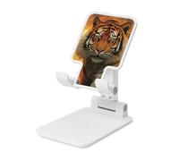 LZQPOEAS Folding Cell Phone Stand for Desk - Height Adjustable Cell Phone Holder Portable Cellphone Cradle for Office Rising Sun Tiger Phone Stand Desktop Tablet Stand/ipad Stand, White