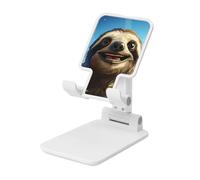 LZQPOEAS Folding Cell Phone Stand for Desk - Height Adjustable Cell Phone Holder Portable Cellphone Cradle for Office Cartoon Funny Sloth Phone Stand Desktop Tablet Stand/ipad Stand, White