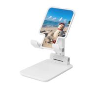 LZQPOEAS Folding Cell Phone Stand for Desk - Height Adjustable Cell Phone Holder Portable Cellphone Cradle for Office Sand Snowman on Beach Phone Stand Desktop Tablet Stand/ipad Stand, White