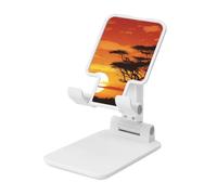 LZQPOEAS Folding Cell Phone Stand for Desk - Height Adjustable Cell Phone Holder Portable Cellphone Cradle for Office Funny African Sunset Phone Stand Desktop Tablet Stand/ipad Stand, White