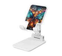 LZQPOEAS Folding Cell Phone Stand for Desk - Height Adjustable Cell Phone Holder Portable Cellphone Cradle for Office Color Butterfly Background Phone Stand Desktop Tablet Stand/ipad Stand, White