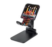LZQPOEAS Folding Cell Phone Stand for Desk - Height Adjustable Cell Phone Holder Portable Cellphone Cradle for Office Happy Birthday Big Cake Phone Stand Desktop Tablet Stand/ipad Stand, Black