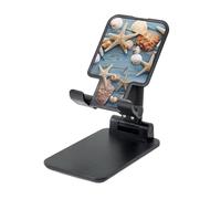 LZQPOEAS Folding Cell Phone Stand for Desk - Height Adjustable Cell Phone Holder Portable Cellphone Cradle for Office Shell Starfish Pattern Phone Stand Desktop Tablet Stand/ipad Stand, Black