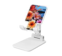 LZQPOEAS Folding Cell Phone Stand for Desk - Height Adjustable Cell Phone Holder Portable Cellphone Cradle for Office Hawaii Flowers Phone Stand Desktop Tablet Stand/ipad Stand, White