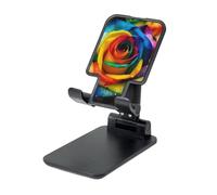 LZQPOEAS Folding Cell Phone Stand for Desk - Height Adjustable Cell Phone Holder Portable Cellphone Cradle for Office Rainbow Rose Phone Stand Desktop Tablet Stand/ipad Stand, Black
