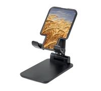 LZQPOEAS Folding Cell Phone Stand for Desk - Height Adjustable Cell Phone Holder Portable Cellphone Cradle for Office Wheat Harvest Phone Stand Desktop Tablet Stand/ipad Stand, Black