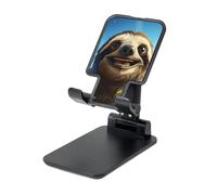 LZQPOEAS Folding Cell Phone Stand for Desk - Height Adjustable Cell Phone Holder Portable Cellphone Cradle for Office Cartoon Funny Sloth Phone Stand Desktop Tablet Stand/ipad Stand, Black