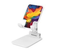 LZQPOEAS Folding Cell Phone Stand for Desk - Height Adjustable Cell Phone Holder Portable Cellphone Cradle for Office Colorful Paint Splatter Art Phone Stand Desktop Tablet Stand/ipad Stand, White