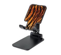 LZQPOEAS Folding Cell Phone Stand for Desk - Height Adjustable Cell Phone Holder Portable Cellphone Cradle for Office Tiger Striped Pattern Phone Stand Desktop Tablet Stand/ipad Stand, Black
