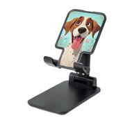 LZQPOEAS Folding Cell Phone Stand for Desk - Height Adjustable Cell Phone Holder Portable Cellphone Cradle for Office Funny Dog Phone Stand Desktop Tablet Stand/ipad Stand, Black