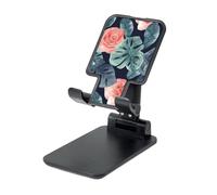 LZQPOEAS Folding Cell Phone Stand for Desk - Height Adjustable Cell Phone Holder Portable Cellphone Cradle for Office Watercolor Monstera Pattern Phone Stand Desktop Tablet Stand/ipad Stand, Black