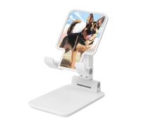 LZQPOEAS Folding Cell Phone Stand for Desk - Height Adjustable Cell Phone Holder Portable Cellphone Cradle for Office German Shepherd Dog Lovers Phone Stand Desktop Tablet Stand/ipad Stand, White