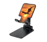 LZQPOEAS Folding Cell Phone Stand for Desk - Height Adjustable Cell Phone Holder Portable Cellphone Cradle for Office Sea Sunset Flying Dragon Phone Stand Desktop Tablet Stand/ipad Stand, Black