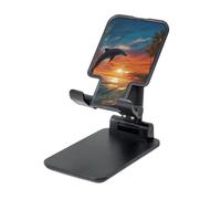 LZQPOEAS Folding Cell Phone Stand for Desk - Height Adjustable Cell Phone Holder Portable Cellphone Cradle for Office Dolphins and Palm Trees Phone Stand Desktop Tablet Stand/ipad Stand, Black