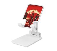 LZQPOEAS Folding Cell Phone Stand for Desk - Height Adjustable Cell Phone Holder Portable Cellphone Cradle for Office Elephants Red Phone Stand Desktop Tablet Stand/ipad Stand, White