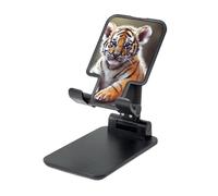 LZQPOEAS Folding Cell Phone Stand for Desk - Height Adjustable Cell Phone Holder Portable Cellphone Cradle for Office Tiger Phone Stand Desktop Tablet Stand/ipad Stand, Black