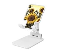 LZQPOEAS Folding Cell Phone Stand for Desk - Height Adjustable Cell Phone Holder Portable Cellphone Cradle for Office Yellow Sunflower Floral Phone Stand Desktop Tablet Stand/ipad Stand, White