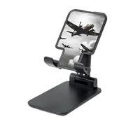 LZQPOEAS Folding Cell Phone Stand for Desk - Height Adjustable Cell Phone Holder Portable Cellphone Cradle for Office World War Phone Stand Desktop Tablet Stand/ipad Stand, Black