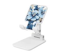 LZQPOEAS Folding Cell Phone Stand for Desk - Height Adjustable Cell Phone Holder Portable Cellphone Cradle for Office Blue Hibiscus Flower Phone Stand Desktop Tablet Stand/ipad Stand, White