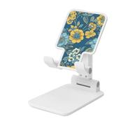 LZQPOEAS Folding Cell Phone Stand for Desk - Height Adjustable Cell Phone Holder Portable Cellphone Cradle for Office Blue and Yellow Flowers Phone Stand Desktop Tablet Stand/ipad Stand, White