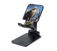 LZQPOEAS Folding Cell Phone Stand for Desk - Height Adjustable Cell Phone Holder Portable Cellphone Cradle for Office A Lone Eagle Phone Stand Desktop Tablet Stand/ipad Stand, Black