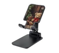 LZQPOEAS Folding Cell Phone Stand for Desk - Height Adjustable Cell Phone Holder Portable Cellphone Cradle for Office Xmas Tree Branch Bear Doll Phone Stand Desktop Tablet Stand/ipad Stand, Black