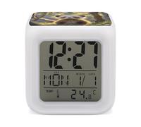 LZQPOEAS Foolish Cute Animal Alarm Clock Desk Clock with 7 Color Changing Night Light Digital Clocks with Temperature Display Sleep Training and Sound Machine for Heavy Sleeper