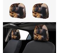 LZQPOEAS German Shepherd Puppy Car Headrest Covers 2Pcs Universal Car Seat Head Rest Cover Protector Soft Breathable Vehicle Accessories Fabric Head Rest Coverings for Cars Truck Auto