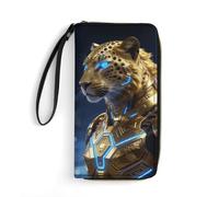 LZQPOEAS Gilded Leopard Luxe Clutch Wallet, Small Exquisite PU Leather Long Purse Gift for Friends, Zipper Coin Pocket with Patterns, Wristlet Bag for Daily Use