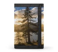LZQPOEAS Gold Falling between The Trees Wallet Slim Compact Stylish Trifold Wallet for Men Women Minimalist Front Pocket Travel Divided Billfold