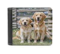 LZQPOEAS Golden Retriever Dogs Puppies Pets Wallet Extra Capacity Slim Bifold Wallet with Multiple Card Slots Men's Leather Wallets Travel Billfold