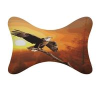 LZQPOEAS Golden Sunset Bald Eagle Neck Pillows Breathable Dog Bone Shaped Travel Neck Pillows Comfort Dog Bone Shaped Pillow with Washable Removable Support Bones Pillows, Car Household