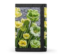 LZQPOEAS Green And Yellow Flowers Trifold Wallet for Men Slim Minimalist Front Pocket Modern Fashion Wallet Extra Capacity Credit Card Holder Cards Purse