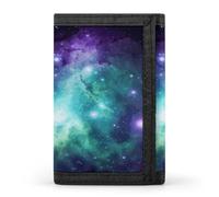 LZQPOEAS Green Blue Purple Galaxy Wallet Ultra Slim Minimalist Trifold Wallet Men Wallets Credit Card Holder Sl illfold