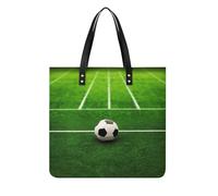 LZQPOEAS Green Grass Field Soccer Playground The Ball Tote Bag with Magnetic Buckle Reusable Grocery Bags Lightweight Cross Body Handbag for Daily Essentials