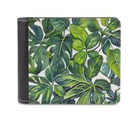 LZQPOEAS Green Leaves of Plants Bifold Wallet for Women Men Slim Wallet Small Billfold Minimalist Front Pocket Thin PU Leather Card Holder
