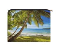 LZQPOEAS Green Palm Trees Ocean Makeup Bag Large Capacity Cosmetic Bag for Women Multi-Function Small Zipper Pouch Portable Travel Toiletry Bags Personalized Makeup Bags for Purse