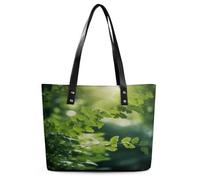 LZQPOEAS Green Tree Background Handbag Leather Shoulder Bag Large Work Tote Bag for Women Satchel Tote Top Handle Handbag Purse