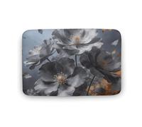 LZQPOEAS Grey Bloomfall Floor Mat 15.7" x23.6 Stylish Multifunctional Coral Fleece Rugs Soft Super Absorbent Patterned Thick Bath Mats for Bathroom Floor,Dressing Table, Home Decor Accessories