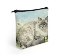 LZQPOEAS Grey Cats Makeup Bag Cute Zippered Cosmetic Pouch Travel Toiletry Organizer Waterproof Cosmetic Pouch Portable Toiletry Pouch Gift for Mom Teacher Friends